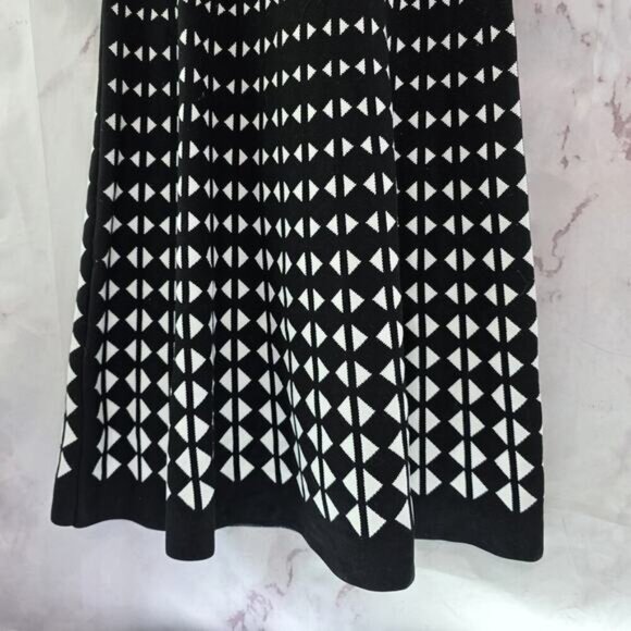 Anthropologie Dress Womens Medium Black White Knit Sweater Geo Dot Akemi - Picture 8 of 12